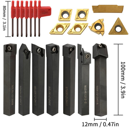 8-16mm Lathe Turning Tool Holder — Boring Bar & CNC Metal Cutter Rod with Shank and Inserts