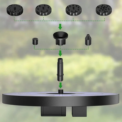 Outdoor Solar Fountain Pump Kit – 1W/1.5W/2.5W Garden Pond Water Feature with 6 Nozzles for Decorative Landscape Use