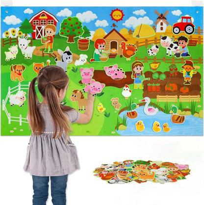 Farm Animals Felt Story Board Set – Interactive Early Learning Wall Puzzle Toys for Toddlers