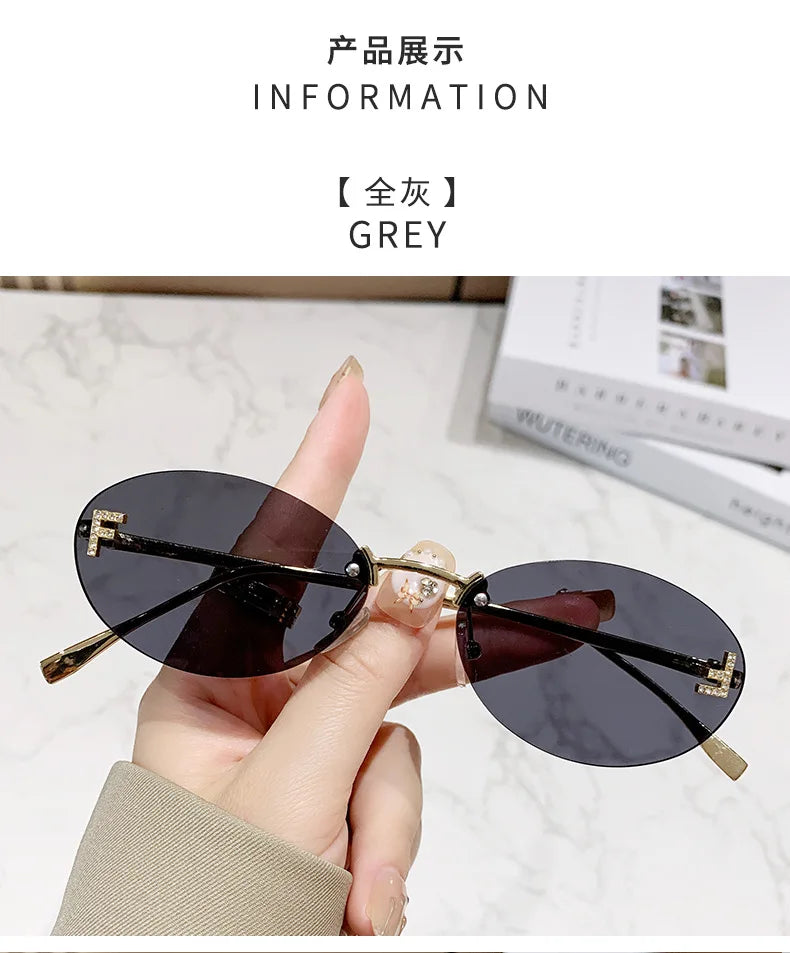 European & American Fashion Frameless Metal Sunglasses – Trendy Luxury UV Protection Eyewear