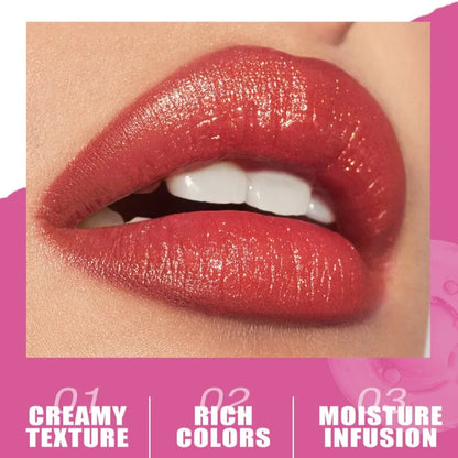 Diamond Pearlescent Waterproof Lipstick – Long-Lasting Matte Velvet Red Lip Makeup Cosmetics