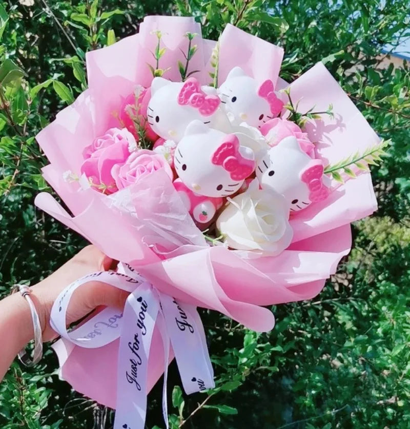 Hello Kitty Cute Plush Bouquet — Kawaii Anime Doll Gift for Valentine’s Day & Birthday