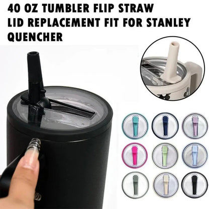 Spill-Proof 40oz Cup Lid for Stanley – Eco-Friendly Replacement with Spiral Straw Cover Accessory