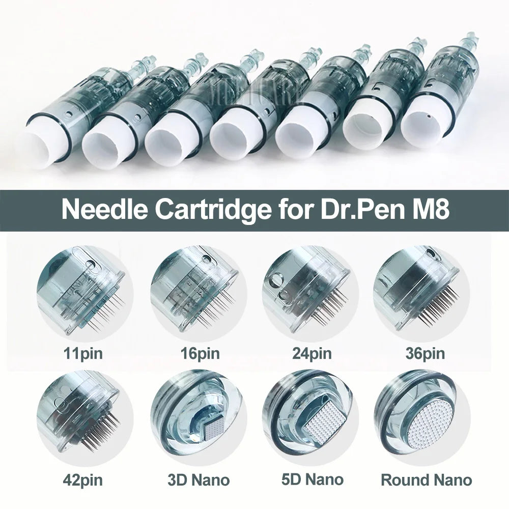 M8 Dr Pen Cartridge Needles – Bayonet Micro Replacement Tips for Derma Microneedling Pen 11/16/36/42 Pin 3D/5D Skin Care Treatment Needles
