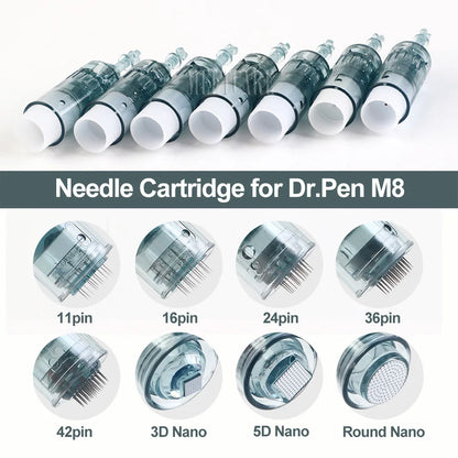 M8 Dr Pen Cartridge Needles – Bayonet Micro Replacement Tips for Derma Microneedling Pen 11/16/36/42 Pin 3D/5D Skin Care Treatment Needles