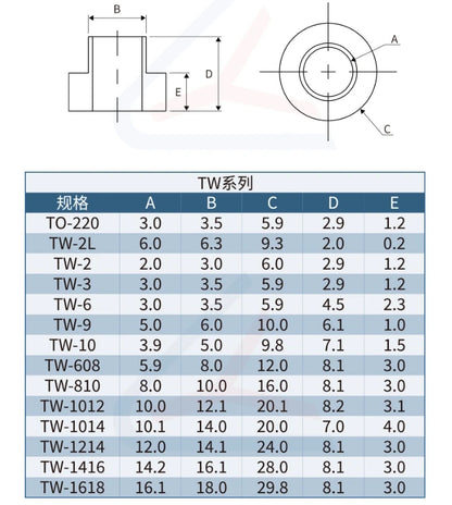 M2-M16 Nylon Step T-Type Washers — Plastic Insulated Crystal Gaskets for M2, M3, M4, M5, M6, M8, M10, M12, M14, M16