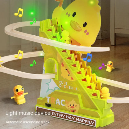 Stair-Climbing Duck Roller Coaster Toy – Flashing Lights & Music Interactive Parent-Child Toy