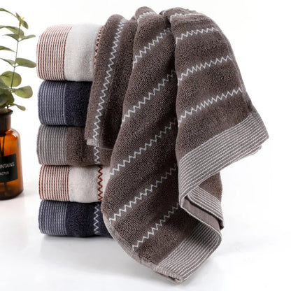 3-Piece Cotton Towel Set – 2 Hand Face Towels 35x75cm + 1 Bath Towel 70x140cm Soft Washcloth Gift Set