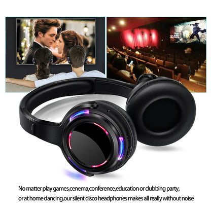 LED Flashing Wireless Headphones - RF Silent Disco Headset for DJ, Club & Party Events