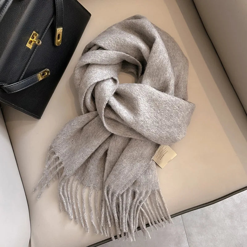 Winter Narrow Wool Scarf – 28 Colors, 100% Wool Solid Color Unisex Scarf for Men & Women, Warm and Cold-Proof