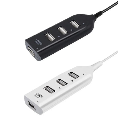 Mini USB 2.0 4-Port Hub - Powered USB Splitter with Adapter for PC, Laptop & Desktop, 480Mbps Data Transfer