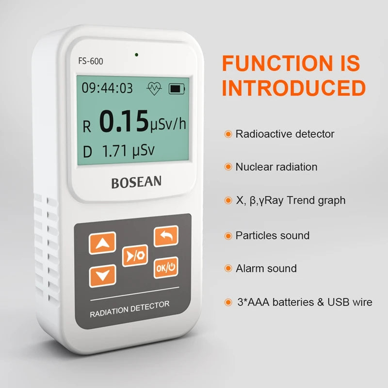 BOSEAN Geiger Counter Radiation Detector - Personal Dosimeter for X-Ray, Beta & Gamma Detection