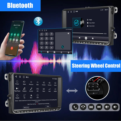 9" Android 15 Car Stereo - 6GB+128GB Wireless CarPlay GPS WiFi Bluetooth FM for VW