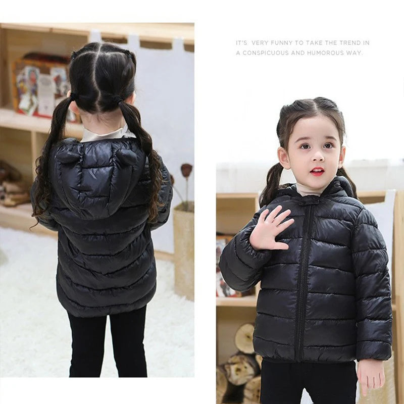 Baby Lightweight Hooded Down Jacket – Warm Zipper Coat for Boys & Girls (0-5 Years), Winter Outerwear Gift