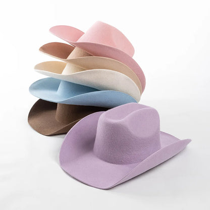 100% Wool Western Cowboy Hat – Casual Felt Cowgirl Hat for Men & Women, Autumn & Winter Outdoor Sunshade Fedoras Top Hat
