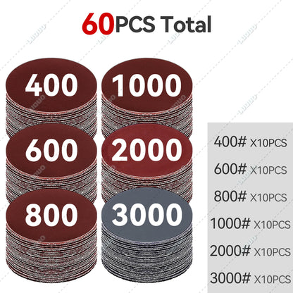 Car Detailing Headlight Restoration Sandpaper Discs – Hook & Loop Round Sanding Sheets for Metal & Wood Polishing Tools