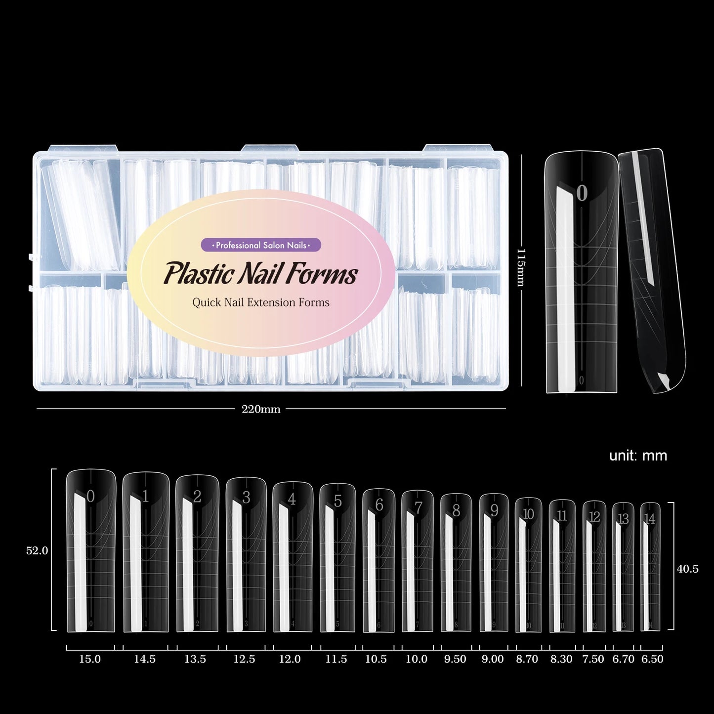 Square Nail Extension Forms - MOWOT Dual Nail Tips Quick Building Gel Molds for Acrylic Full Cover Nails