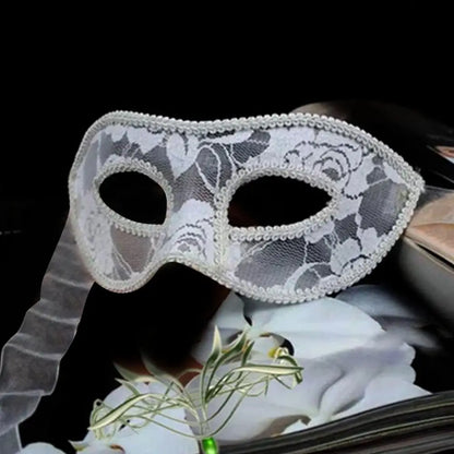 Lace Ribbon Masquerade Eye Mask - Handmade Venetian Cosplay Costume for Women & Men