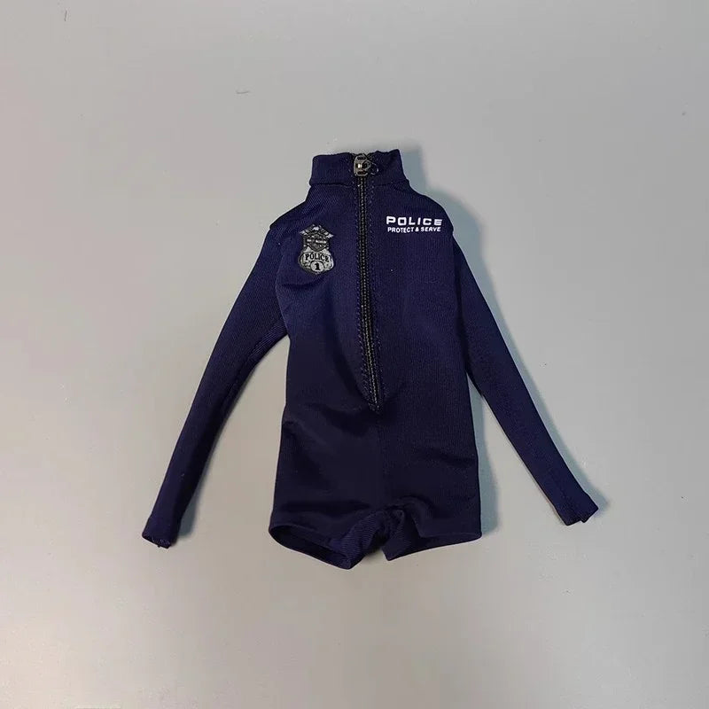 1/6 Scale Female Police Officer Outfit - Bodysuit Jumpsuit & Hat Accessories for 12" Action Figures