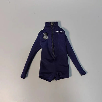 1/6 Scale Female Police Officer Outfit - Bodysuit Jumpsuit & Hat Accessories for 12" Action Figures
