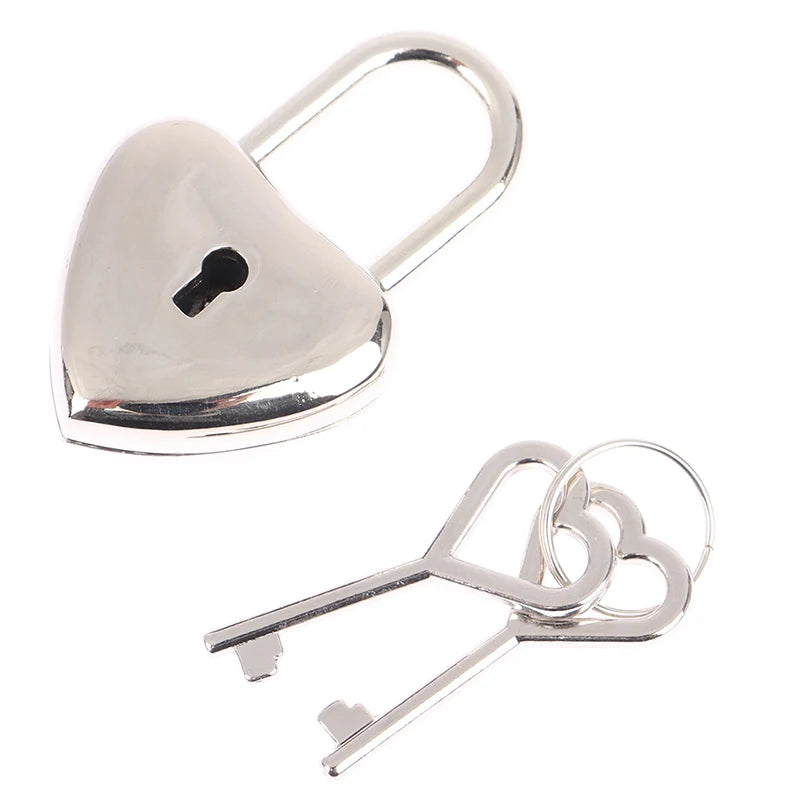 Heart-Shaped Mini Padlock with Key – Luggage, Jewelry Box, Diary, and Suitcase Lock for Travel and Wedding