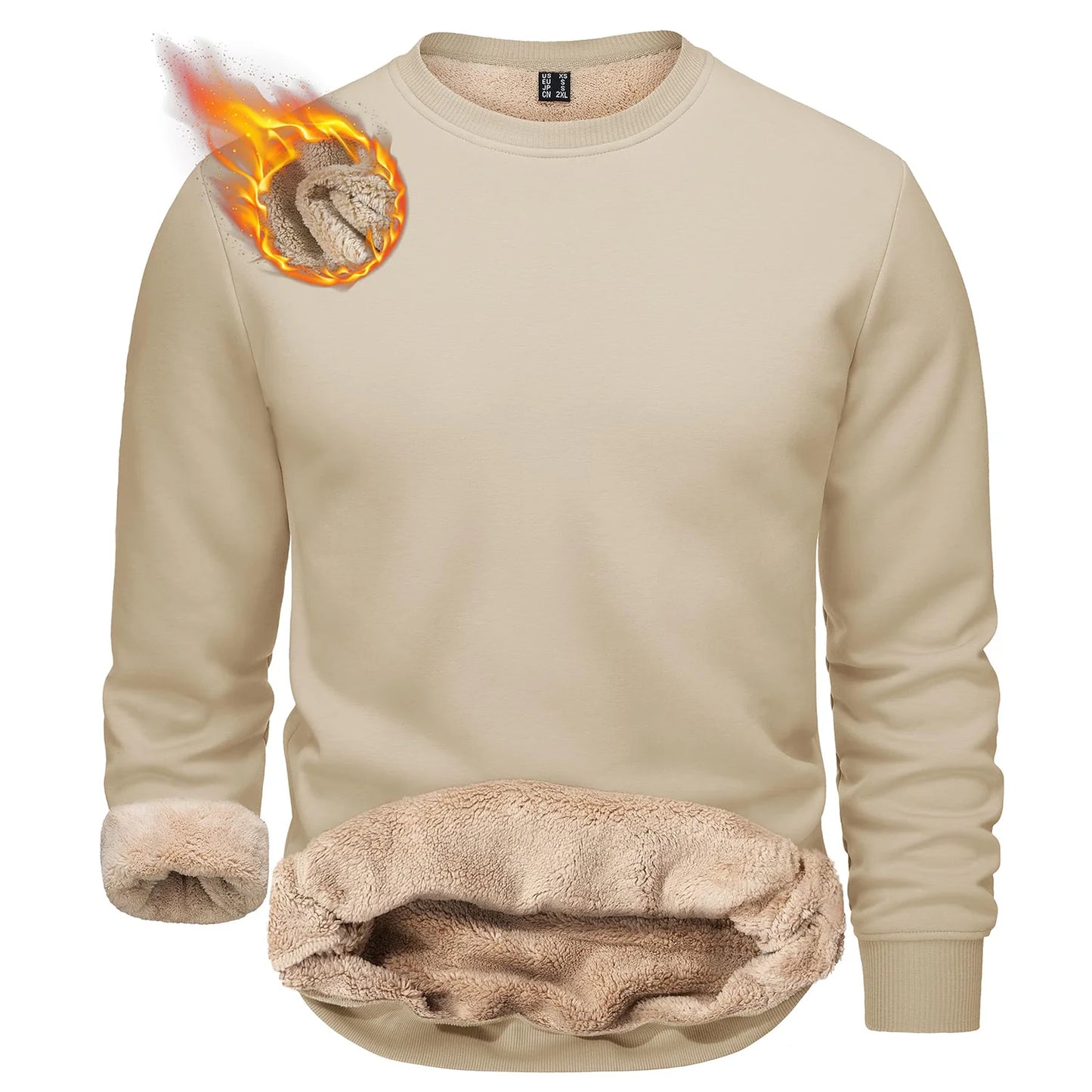 TACVASEN Men’s Winter Fleece Sweatshirt – Thicken Sherpa-Lined Crewneck Pullover, Warm Heavy Winter Top, No Hood