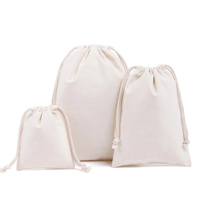 Eco-Friendly Cotton Drawstring Bag - Foldable Grocery Tote, Canvas Shopping Shoulder Bag, Portable Handbags for Storage