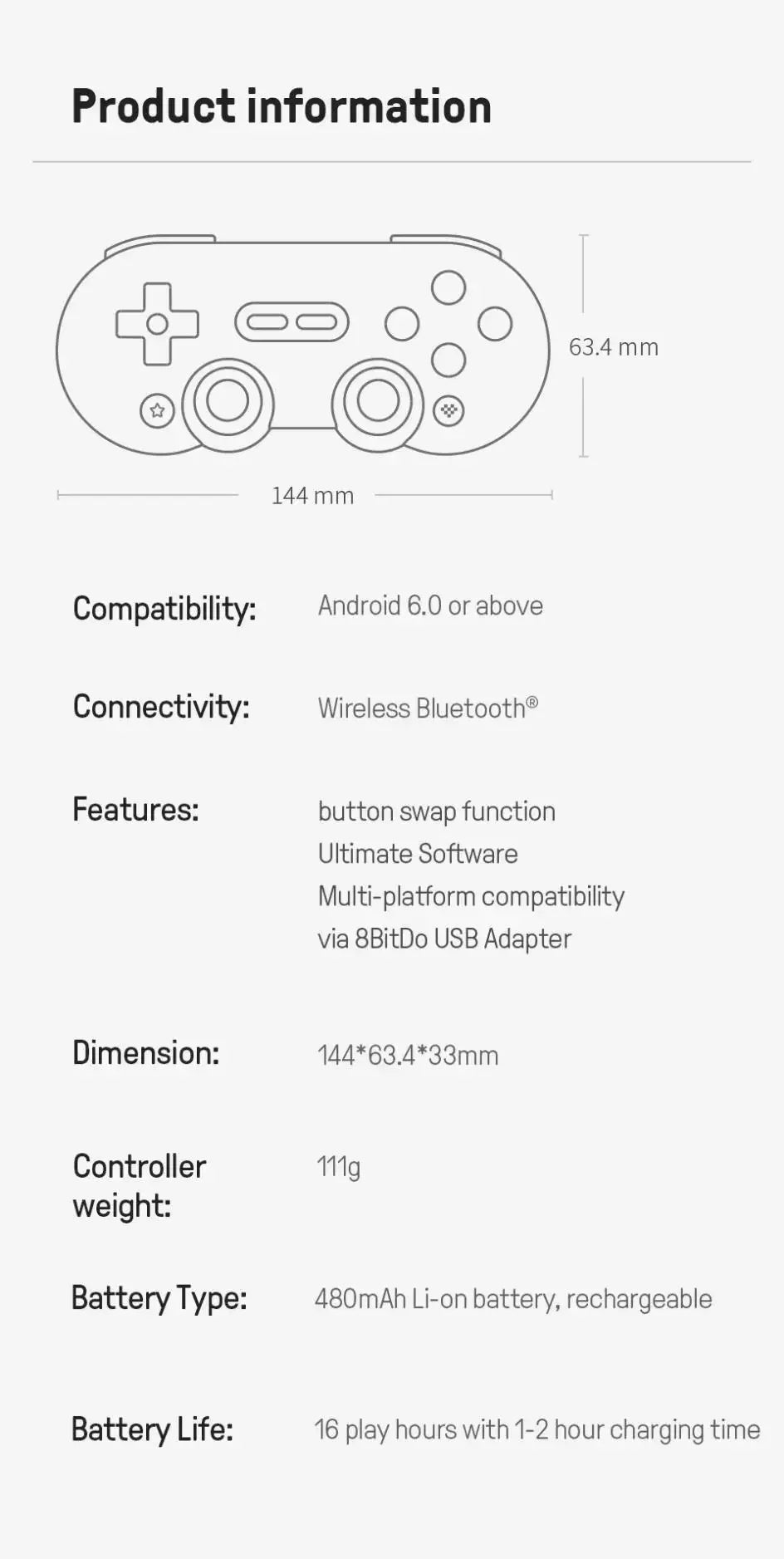 8BitDo SN30 Pro Controller for Xbox Cloud Gaming | Android with Clip (US/EU)