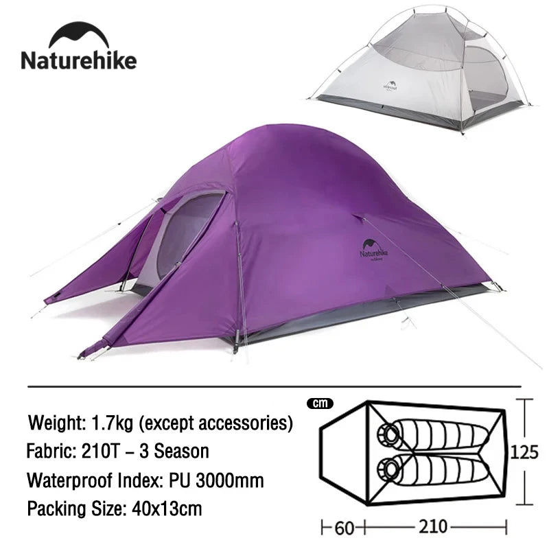 Naturehike Cloud Up 2-Person Camping Tent – Waterproof, Ultralight, Easy Build Beach Tent for Hiking & Backpacking Outdoors