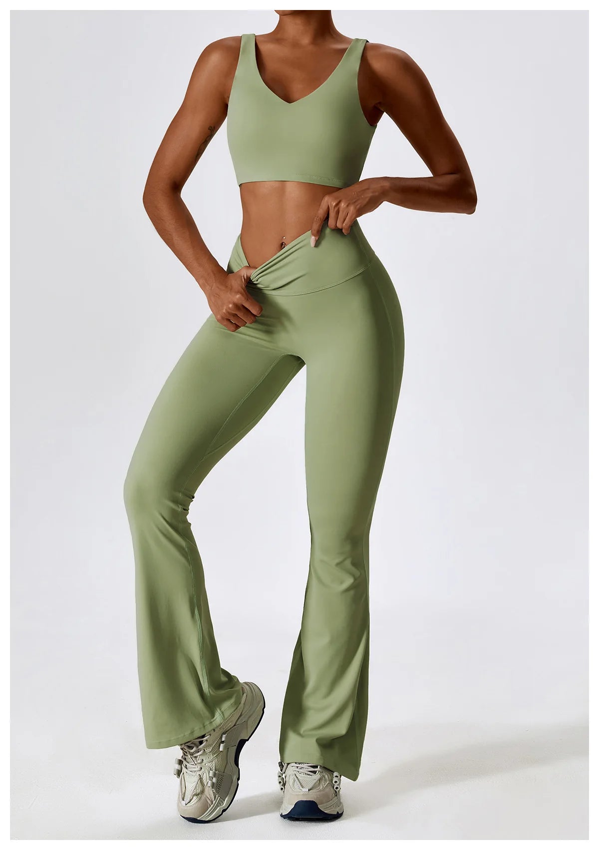 2PCS Seamless Women’s Yoga Set – Long Sleeve Crop Top & Leggings Workout Outfit, Athletic Gym Sportswear