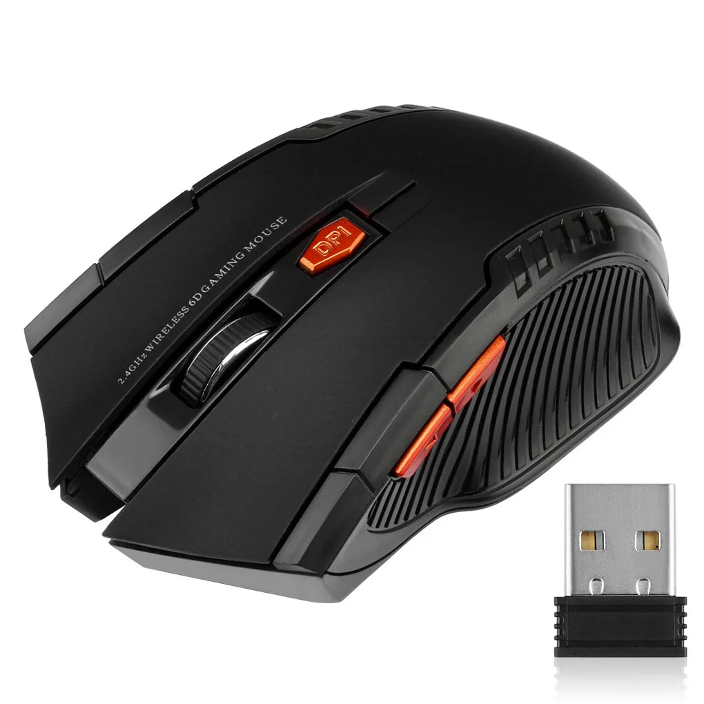 2.4G Wireless Mouse with USB Receiver – 6-Button Professional Optical Mouse with Right Scroll for Laptop, PC & Gaming