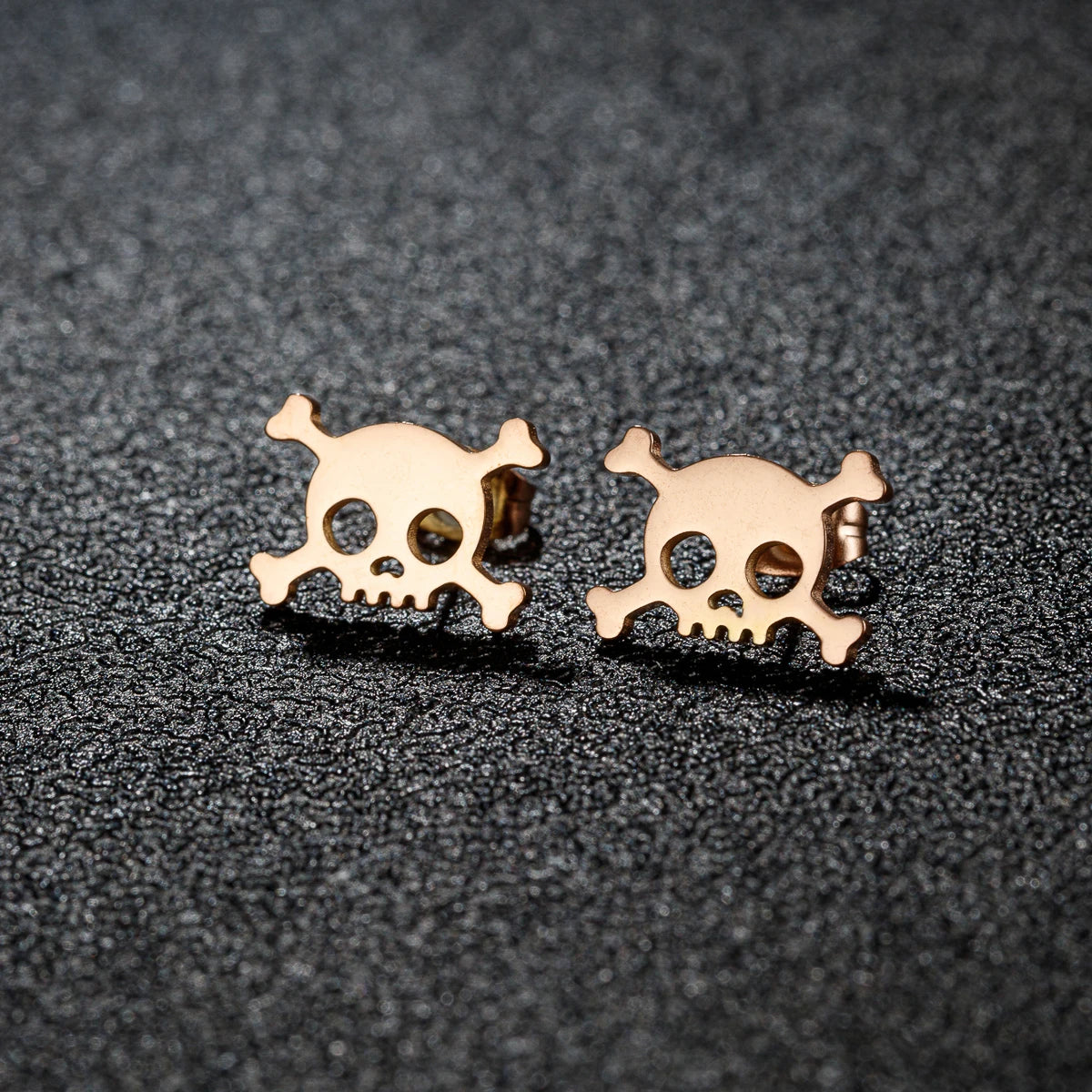 Mini Skull Stud Earrings for Men - Stainless Steel Gothic Halloween Jewelry