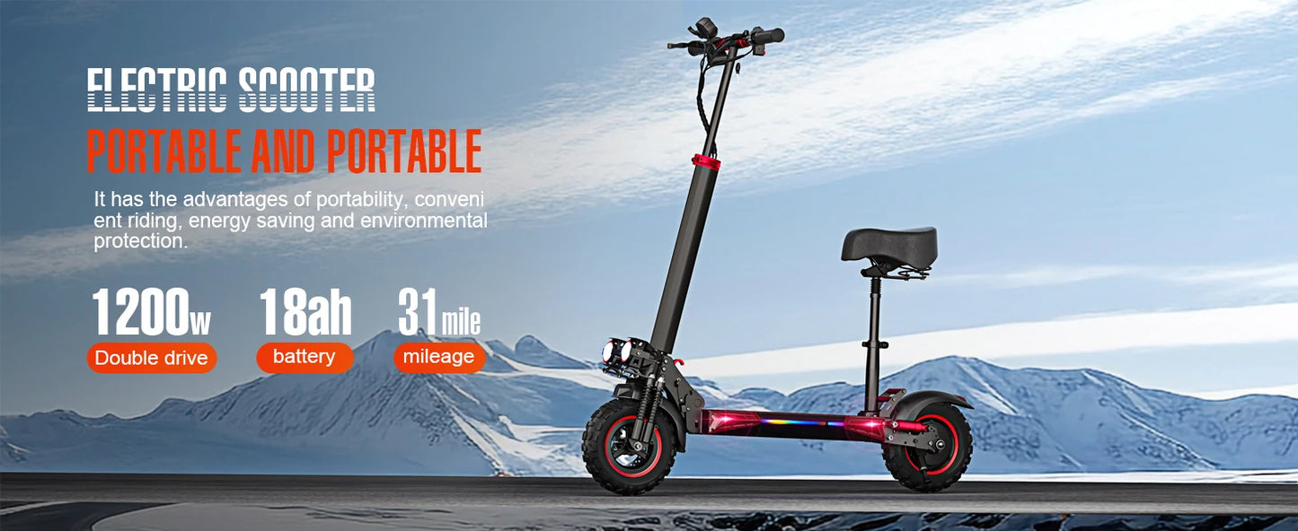 J11MAX Foldable Electric Scooter for Adults — 48V 1200W, 18Ah, 11" Off-Road Tires, Waterproof Smart E-Scooter