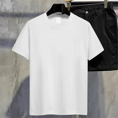 Men's & Women's Cotton T-Shirt — Summer Solid Color Round Neck Short-Sleeve Top, Casual Couple White Tee