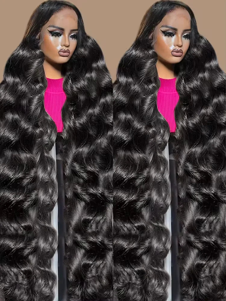 250% HD Remy 13x6 Body Wave Lace Front Wig – 30/40 Inch Pre-Plucked Transparent Brazilian Lace Frontal Human Hair Wig for Women