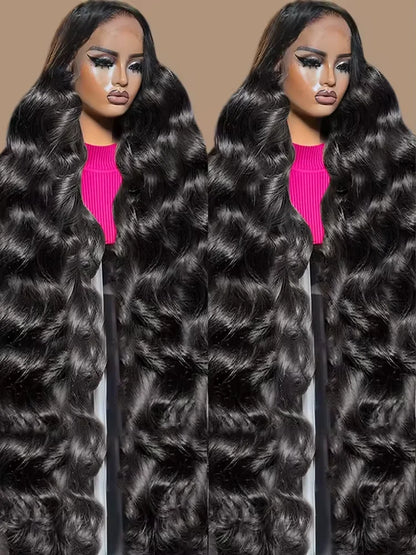 250% HD Remy 13x6 Body Wave Lace Front Wig – 30/40 Inch Pre-Plucked Transparent Brazilian Lace Frontal Human Hair Wig for Women