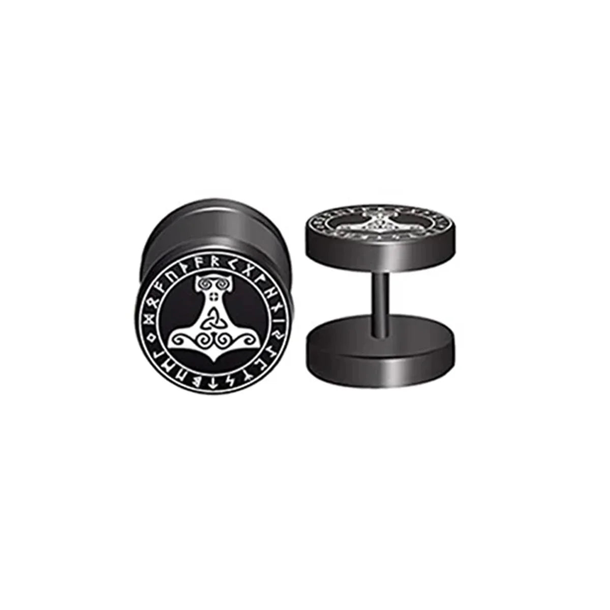 2pcs 18G Stainless Steel Viking Rune Stud Earrings – For Men & Women, Cartilage Tragus Helix Piercing Jewelry