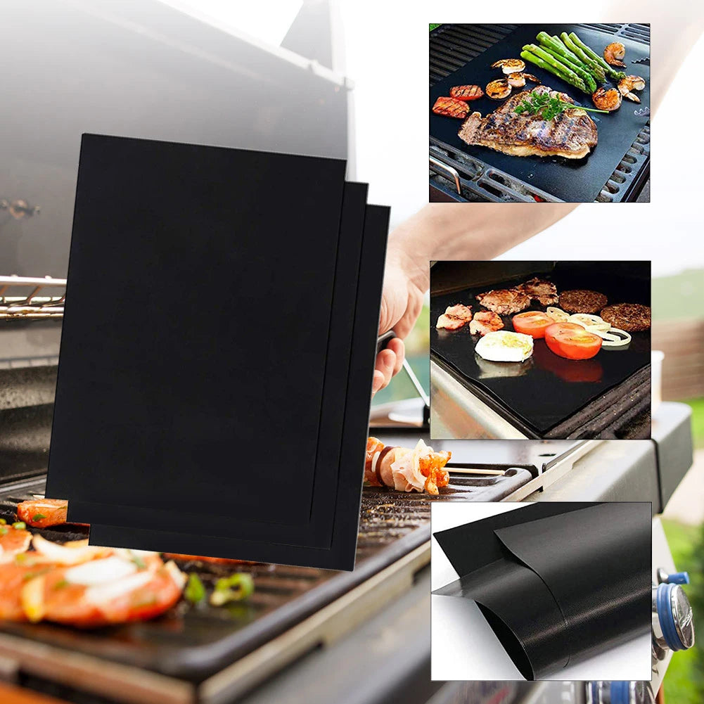 Non-Stick BBQ Grill Mat - Heat Resistant, Reusable Outdoor Baking Mat for Barbecue Party, 40x50cm Grill Accessories