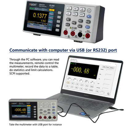 OWON XDM1041/XDM1241 Bench Digital Multimeter – 55000 Counts True RMS Voltmeter with 3.5'' LCD & Temperature Measurement