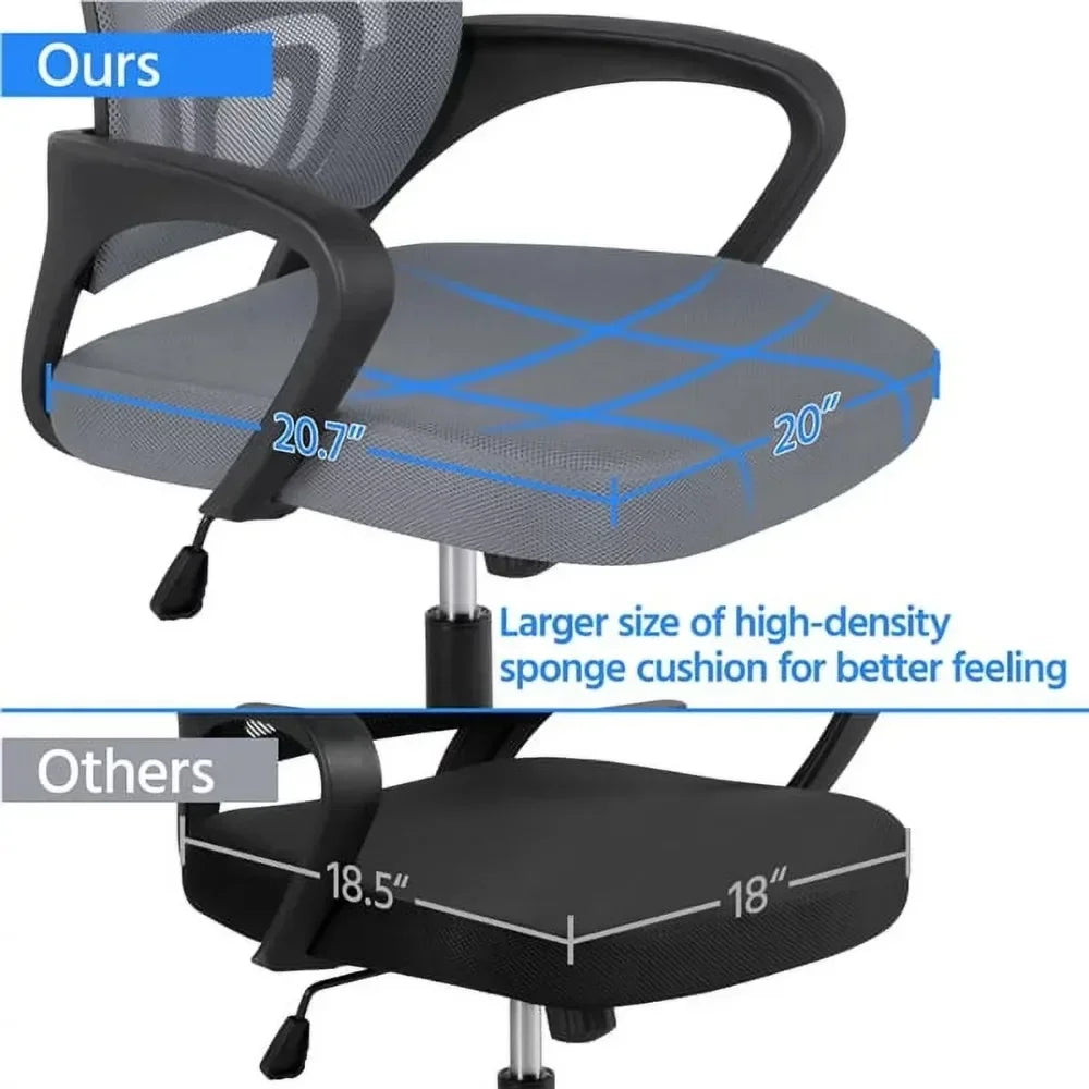 Adjustable Mid Back Mesh Office Chair with Armrests – Black Swivel Computer & Gaming Chair