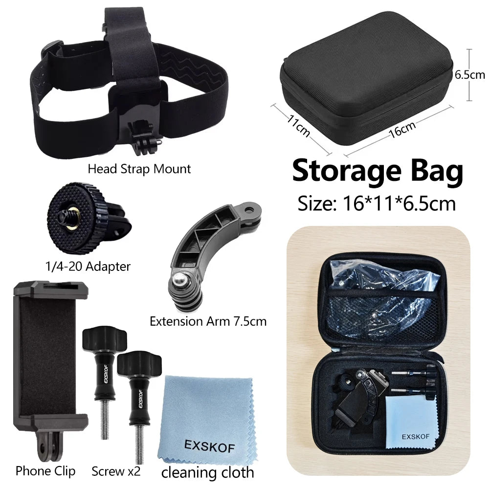 Action Camera Head Strap Mount - Adjustable Headband Holder for GoPro, SJCAM, AKASO, Insta360 and DJI Osmo Action Cameras