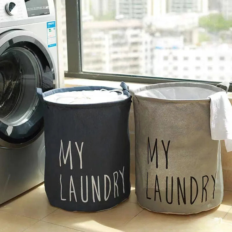Cotton & Linen Foldable Laundry Basket — Waterproof Household Storage for Clothes, Toys, and Laundry Supplies