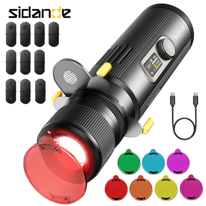 SIDANDE & AMBITFUL COB Gobo Projector Light Kit - 10W–25W Bi-Color LED with Adjustable Aperture & Built-In Battery