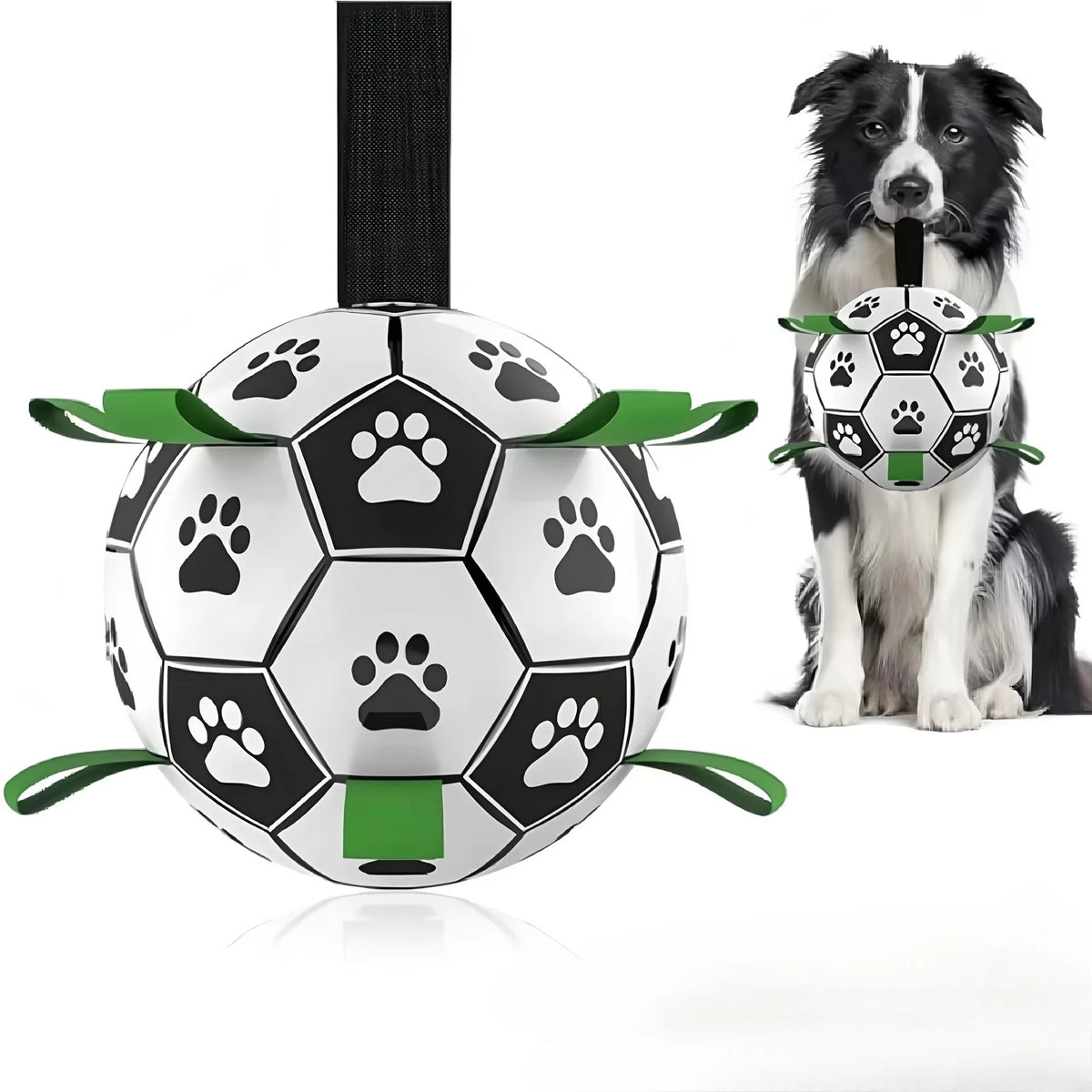 Damaly Interactive Dog Soccer Ball - Durable Water-Resistant Play Ball with Grip Ring for Chasing and Fetch, No Battery Required