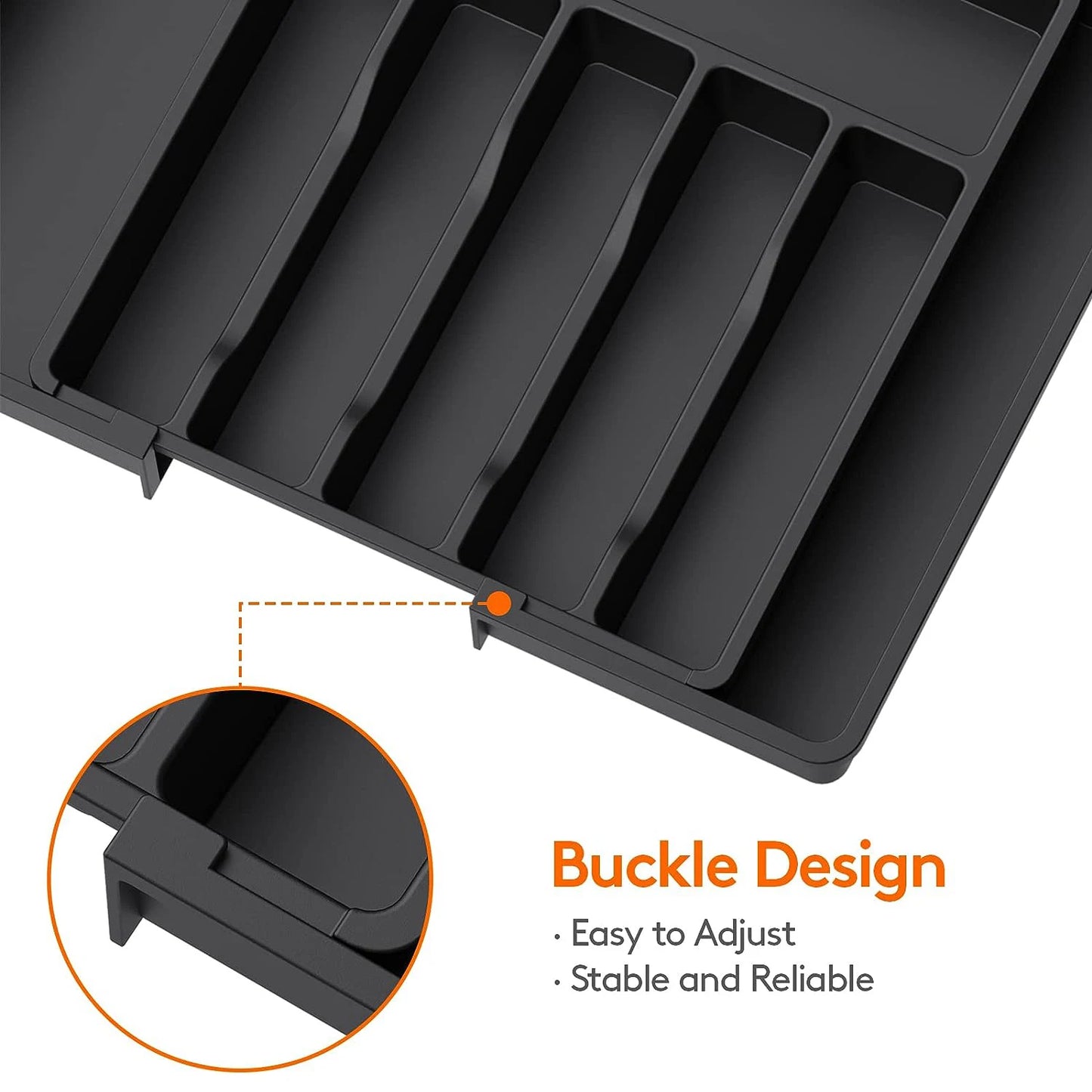 Adjustable Flatware Organizer Tray with Dividers – Plastic Utensil Holder for Spoons, Forks & Knives