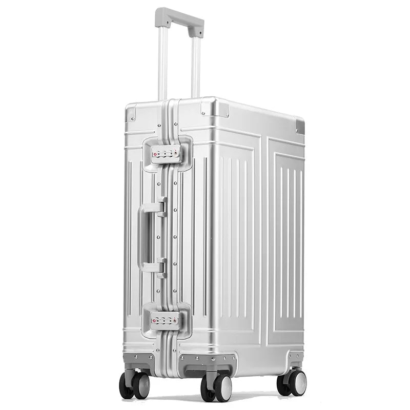 2024 Aluminum Luggage Set with Wheels – Durable Carry-On & Checked Suitcases for Men, Women, and Girls (20/24/26/28 Inch)