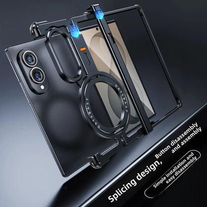 Samsung Galaxy Z Fold 8 Frameless Aluminum Case - 360° Rotating Magnetic Stand Minimalist Full-Cover Phone Shell