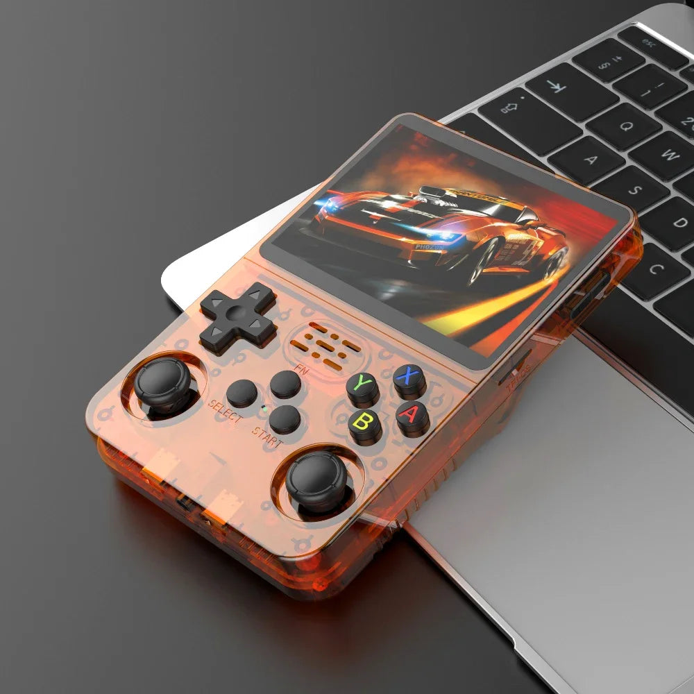 128GB Open Source R36S Video Game Console – Linux System, 3.5 Inch IPS Screen, Orange Portable Pocket Player, 64GB of Best Games