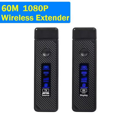 1080p 60m Wireless HDMI Video Transmitter & Receiver — Screen Share Extender Display Adapter Dongle for Home, Cinema, Office, PC to TV