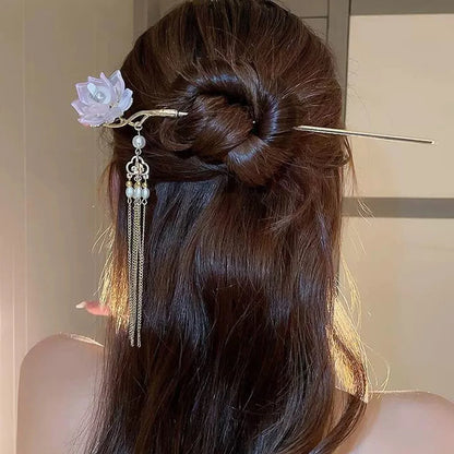 Luminous Lotus Flower Hairpin – Vintage LED Hair Stick with Lantern Tassel for Women and Traditional Hairstyles